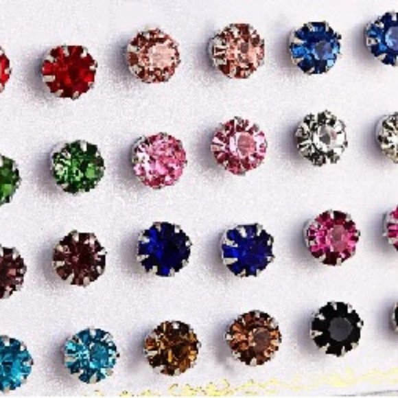 24 Pcs. Silver ~ Colorful Assortment Earrings - Picture 3 of 5